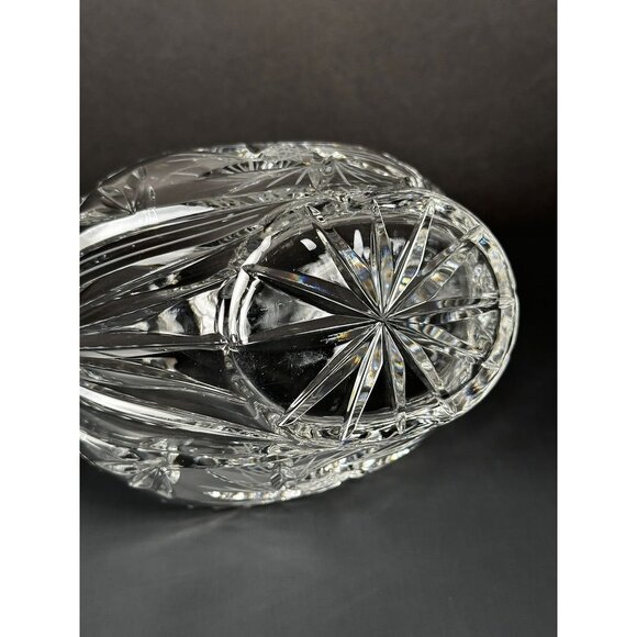 Vintage Pressed Glass Crystal Handled Basket Candy Dish Pinwheel Design - Picture 12 of 16